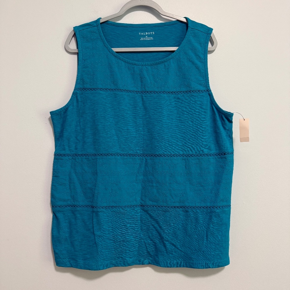 TALBOTS EYELET TRIM SHELL TANK TOP SIZE XL